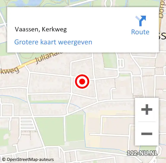 Locatie op kaart van de 112 melding:  Vaassen, Kerkweg op 2 augustus 2017 04:04