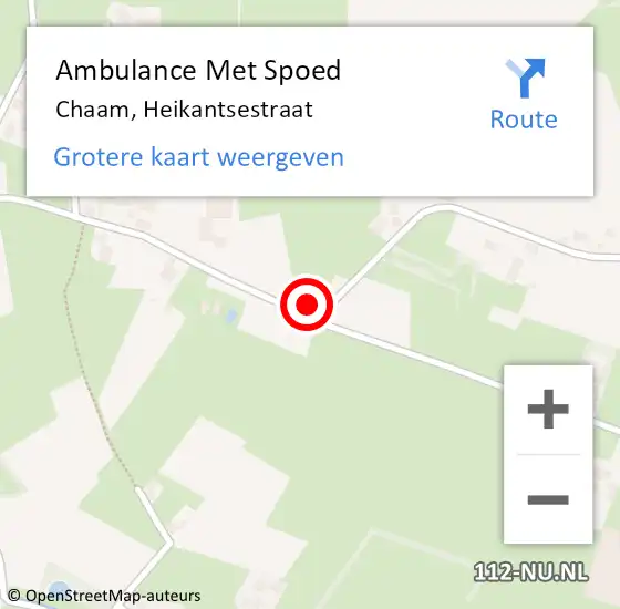 Locatie op kaart van de 112 melding: Ambulance Met Spoed Naar Chaam, Heikantsestraat op 2 augustus 2017 07:31