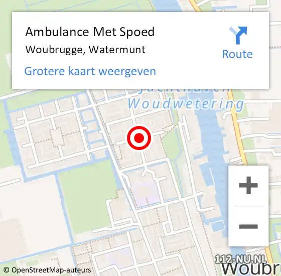 Locatie op kaart van de 112 melding: Ambulance Met Spoed Naar Woubrugge, Watermunt op 2 augustus 2017 08:52