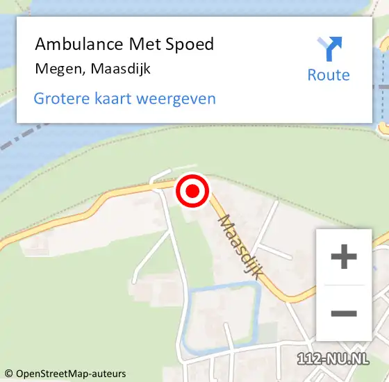 Locatie op kaart van de 112 melding: Ambulance Met Spoed Naar Megen, Maasdijk op 2 augustus 2017 09:07