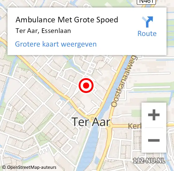 Locatie op kaart van de 112 melding: Ambulance Met Grote Spoed Naar Ter Aar, Essenlaan op 2 augustus 2017 09:30