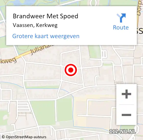 Locatie op kaart van de 112 melding: Brandweer Met Spoed Naar Vaassen, Kerkweg op 2 augustus 2017 09:36
