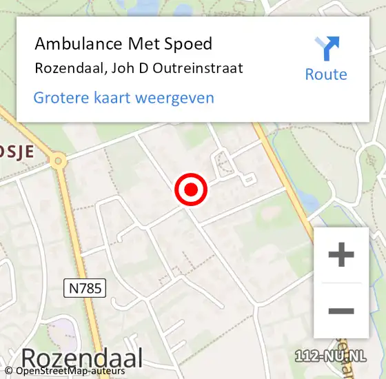 Locatie op kaart van de 112 melding: Ambulance Met Spoed Naar Rozendaal, Joh D Outreinstraat op 2 augustus 2017 10:02