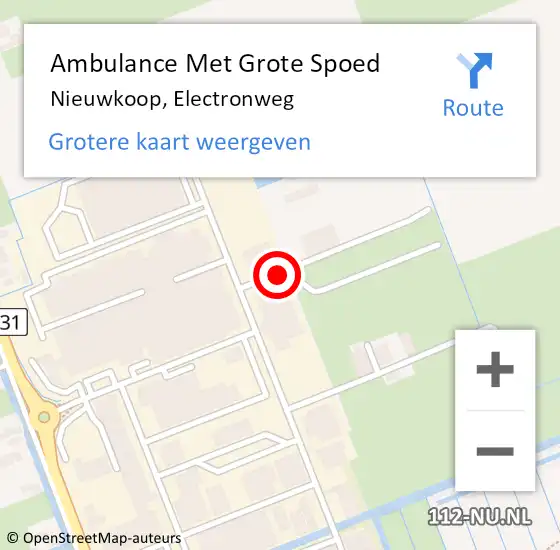 Locatie op kaart van de 112 melding: Ambulance Met Grote Spoed Naar Nieuwkoop, Electronweg op 2 augustus 2017 10:04