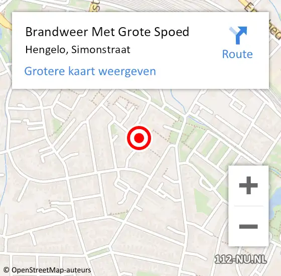 Locatie op kaart van de 112 melding: Brandweer Met Grote Spoed Naar Hengelo, Simonstraat op 2 augustus 2017 10:17