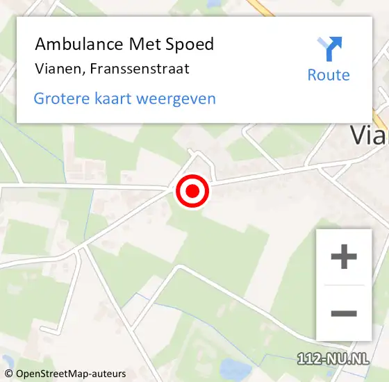 Locatie op kaart van de 112 melding: Ambulance Met Spoed Naar Vianen, Franssenstraat op 2 augustus 2017 10:55