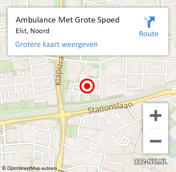 Locatie op kaart van de 112 melding: Ambulance Met Grote Spoed Naar Elst, Noord op 2 augustus 2017 11:24