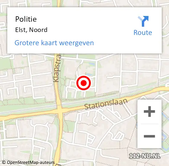 Locatie op kaart van de 112 melding: Politie Elst, Noord op 2 augustus 2017 11:32
