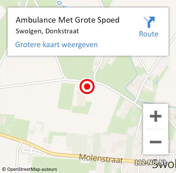 Locatie op kaart van de 112 melding: Ambulance Met Grote Spoed Naar Swolgen, Donkstraat op 2 augustus 2017 12:20