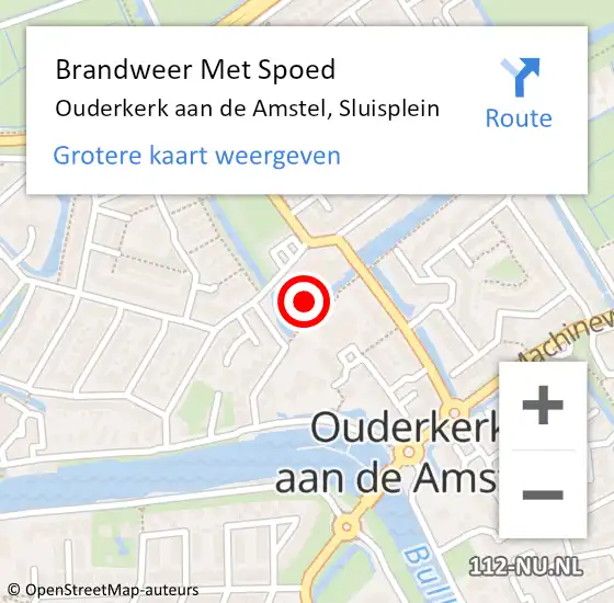 Locatie op kaart van de 112 melding: Brandweer Met Spoed Naar Ouderkerk aan de Amstel, Sluisplein op 2 augustus 2017 12:45