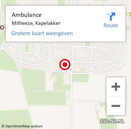 Locatie op kaart van de 112 melding: Ambulance Milheeze, Kapelakker op 2 augustus 2017 13:08