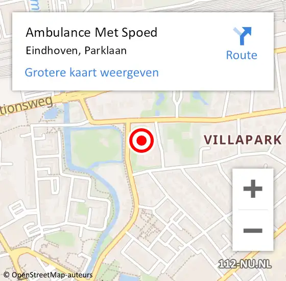 Locatie op kaart van de 112 melding: Ambulance Met Spoed Naar Eindhoven, Parklaan op 2 augustus 2017 13:26