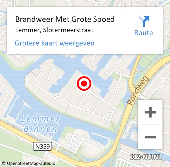 Locatie op kaart van de 112 melding: Brandweer Met Grote Spoed Naar Lemmer, Slotermeerstraat op 2 augustus 2017 13:37