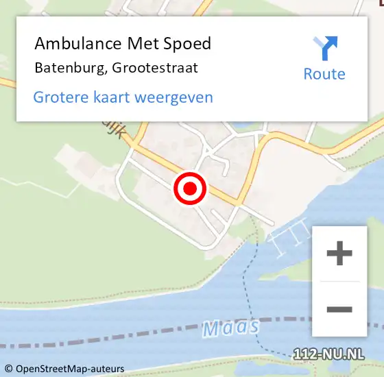 Locatie op kaart van de 112 melding: Ambulance Met Spoed Naar Batenburg, Grootestraat op 2 augustus 2017 13:42