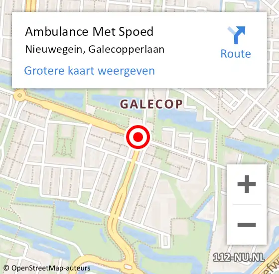 Locatie op kaart van de 112 melding: Ambulance Met Spoed Naar Nieuwegein, Galecopperlaan op 2 augustus 2017 13:49