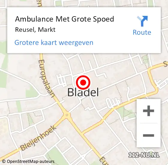 Locatie op kaart van de 112 melding: Ambulance Met Grote Spoed Naar Reusel, Markt op 2 augustus 2017 13:51