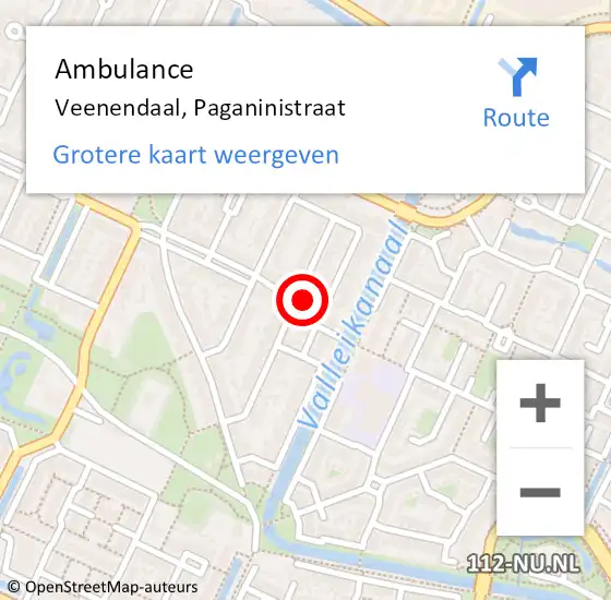 Locatie op kaart van de 112 melding: Ambulance Veenendaal, Paganinistraat op 2 augustus 2017 14:03