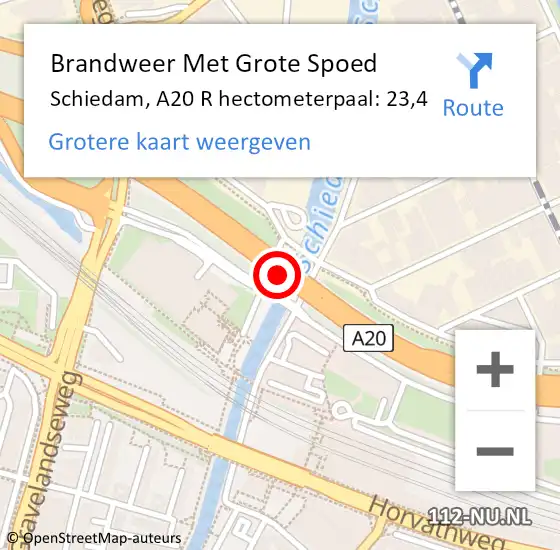 Locatie op kaart van de 112 melding: Brandweer Met Grote Spoed Naar Schiedam, A20 L hectometerpaal: 23,8 op 2 augustus 2017 14:20