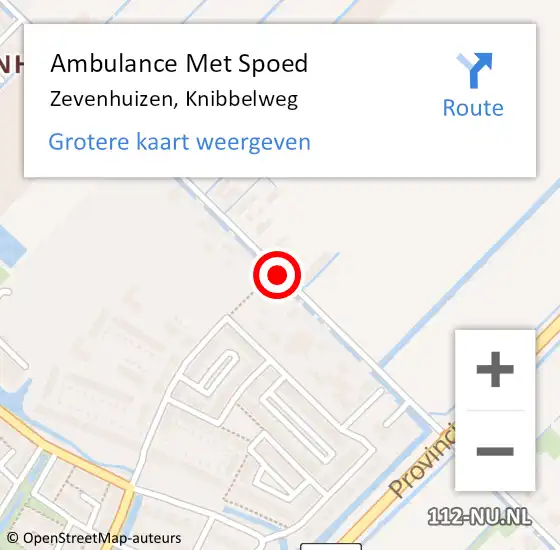 Locatie op kaart van de 112 melding: Ambulance Met Spoed Naar Zevenhuizen, Knibbelweg op 2 augustus 2017 14:23