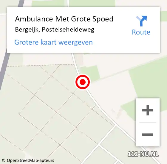 Locatie op kaart van de 112 melding: Ambulance Met Grote Spoed Naar Bergeijk, Postelseheideweg op 2 augustus 2017 14:50