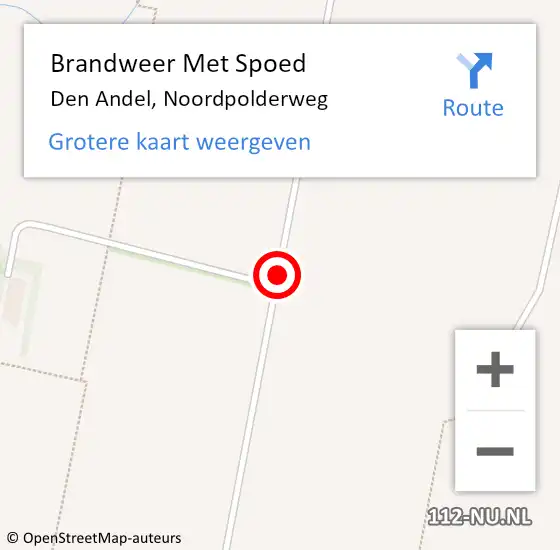 Locatie op kaart van de 112 melding: Brandweer Met Spoed Naar Den Andel, Noordpolderweg op 2 augustus 2017 14:56