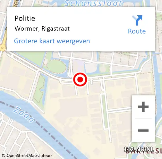 Locatie op kaart van de 112 melding: Politie Wormer, Rigastraat op 2 augustus 2017 15:00