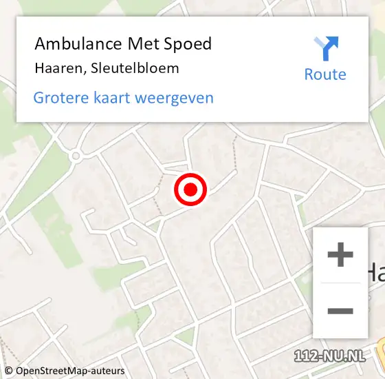 Locatie op kaart van de 112 melding: Ambulance Met Spoed Naar Haaren, Sleutelbloem op 2 augustus 2017 15:15