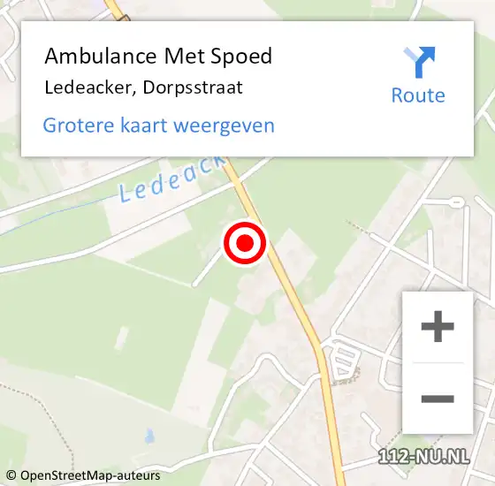 Locatie op kaart van de 112 melding: Ambulance Met Spoed Naar Ledeacker, Dorpsstraat op 2 augustus 2017 15:19