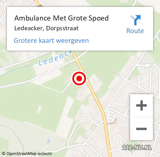 Locatie op kaart van de 112 melding: Ambulance Met Grote Spoed Naar Ledeacker, Dorpsstraat op 2 augustus 2017 15:21