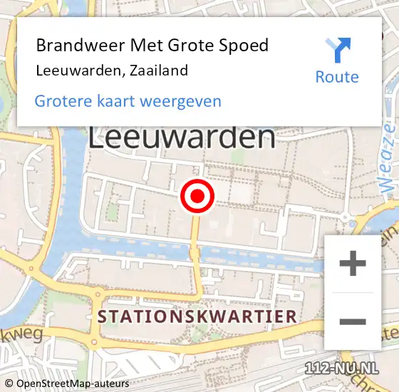 Locatie op kaart van de 112 melding: Brandweer Met Grote Spoed Naar Leeuwarden, Zaailand op 2 augustus 2017 15:54