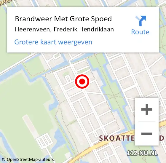 Locatie op kaart van de 112 melding: Brandweer Met Grote Spoed Naar Heerenveen, Frederik Hendriklaan op 2 augustus 2017 17:37