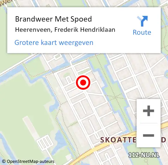 Locatie op kaart van de 112 melding: Brandweer Met Spoed Naar Heerenveen, Frederik Hendriklaan op 2 augustus 2017 17:57