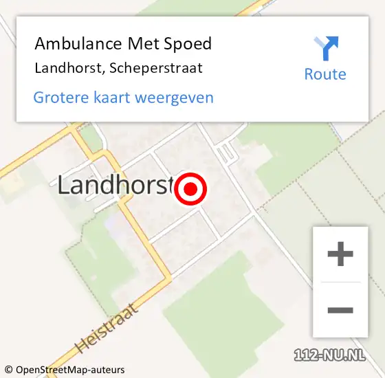 Locatie op kaart van de 112 melding: Ambulance Met Spoed Naar Landhorst, Scheperstraat op 2 augustus 2017 18:07