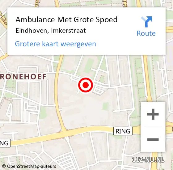 Locatie op kaart van de 112 melding: Ambulance Met Grote Spoed Naar Eindhoven, Imkerstraat op 2 augustus 2017 18:29
