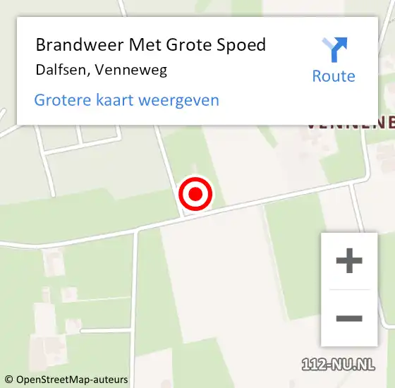 Locatie op kaart van de 112 melding: Brandweer Met Grote Spoed Naar Dalfsen, Venneweg op 2 augustus 2017 19:47