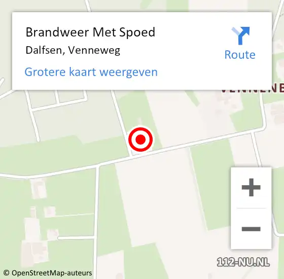 Locatie op kaart van de 112 melding: Brandweer Met Spoed Naar Dalfsen, Venneweg op 2 augustus 2017 19:57