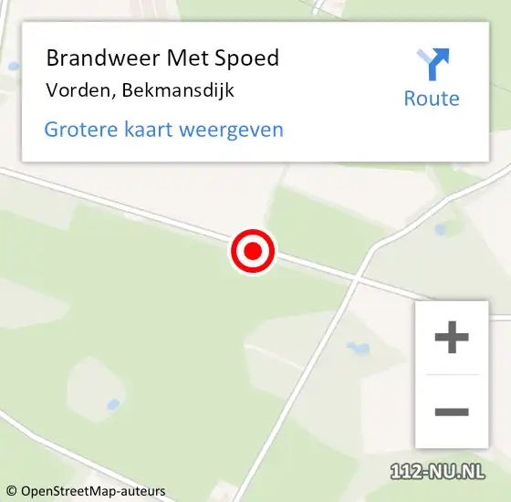 Locatie op kaart van de 112 melding: Brandweer Met Spoed Naar Vorden, Bekmansdijk op 2 augustus 2017 20:00