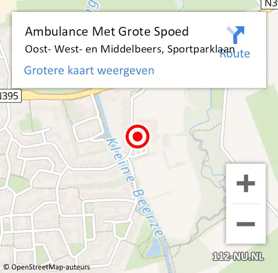 Locatie op kaart van de 112 melding: Ambulance Met Grote Spoed Naar Oost- West- en Middelbeers, Sportparklaan op 2 augustus 2017 22:20