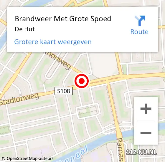 Locatie op kaart van de 112 melding: Brandweer Met Grote Spoed Naar De Hut op 3 augustus 2017 00:21