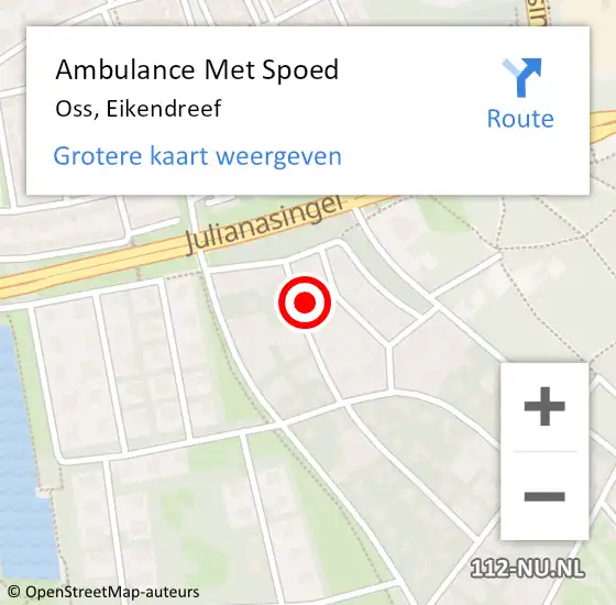 Locatie op kaart van de 112 melding: Ambulance Met Spoed Naar Oss, Eikendreef op 3 augustus 2017 01:28