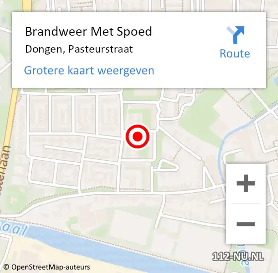 Locatie op kaart van de 112 melding: Brandweer Met Spoed Naar Dongen, Pasteurstraat op 3 augustus 2017 02:40