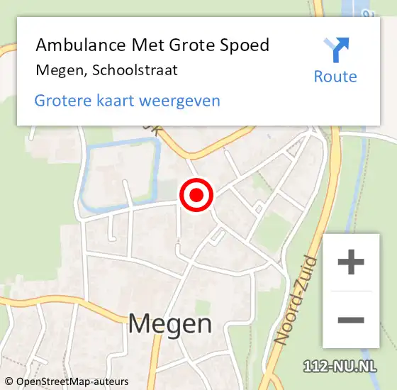 Locatie op kaart van de 112 melding: Ambulance Met Grote Spoed Naar Megen, Schoolstraat op 28 januari 2014 19:01