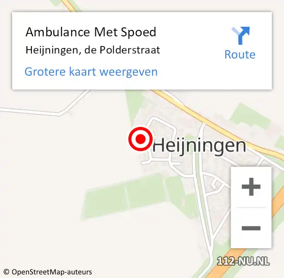 Locatie op kaart van de 112 melding: Ambulance Met Spoed Naar Heijningen, de Polderstraat op 3 augustus 2017 03:55