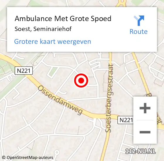 Locatie op kaart van de 112 melding: Ambulance Met Grote Spoed Naar Soest, Seminariehof op 3 augustus 2017 04:43