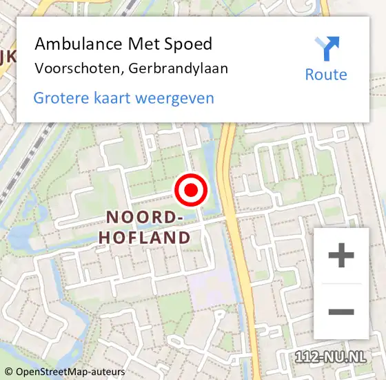 Locatie op kaart van de 112 melding: Ambulance Met Spoed Naar Voorschoten, Gerbrandylaan op 3 augustus 2017 05:44