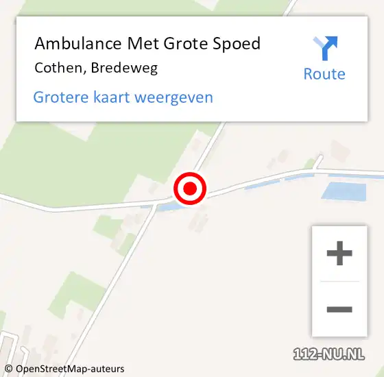 Locatie op kaart van de 112 melding: Ambulance Met Grote Spoed Naar Cothen, Bredeweg op 3 augustus 2017 06:18