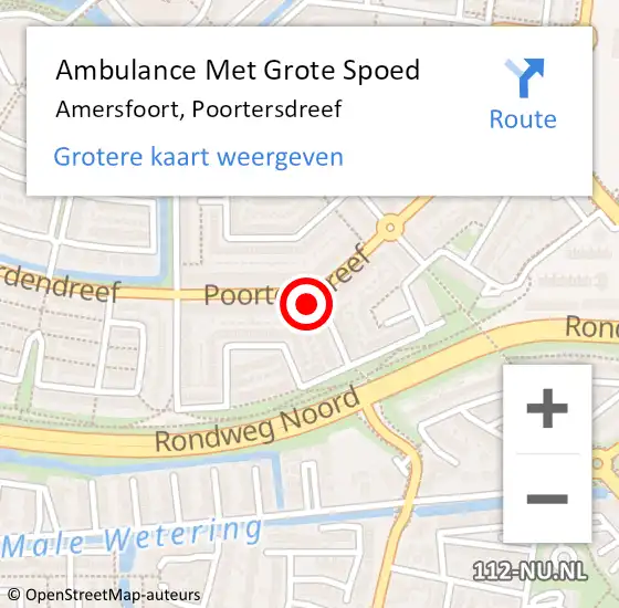 Locatie op kaart van de 112 melding: Ambulance Met Grote Spoed Naar Amersfoort, Poortersdreef op 3 augustus 2017 06:39