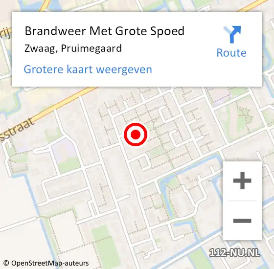 Locatie op kaart van de 112 melding: Brandweer Met Grote Spoed Naar Zwaag, Pruimegaard op 3 augustus 2017 07:34