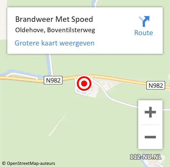 Locatie op kaart van de 112 melding: Brandweer Met Spoed Naar Oldehove, Boventilsterweg op 3 augustus 2017 08:06