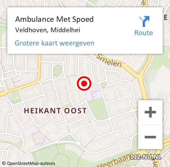 Locatie op kaart van de 112 melding: Ambulance Met Spoed Naar Veldhoven, Middelhei op 3 augustus 2017 08:23